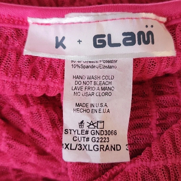 K + Glam See Through Dress - Pink (Size 3XL) - Picture 7 of 8